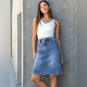 NWT WASH LAB Sally Frayed Hem Denim Jean Skirt Size 34